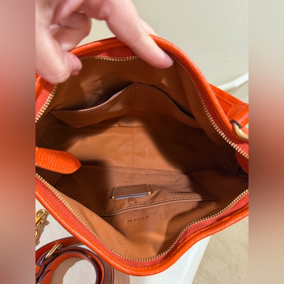 Coach Cary Pebbled Leather Shoulder Bag in Sun Orange RARE - Picture 7 of 10